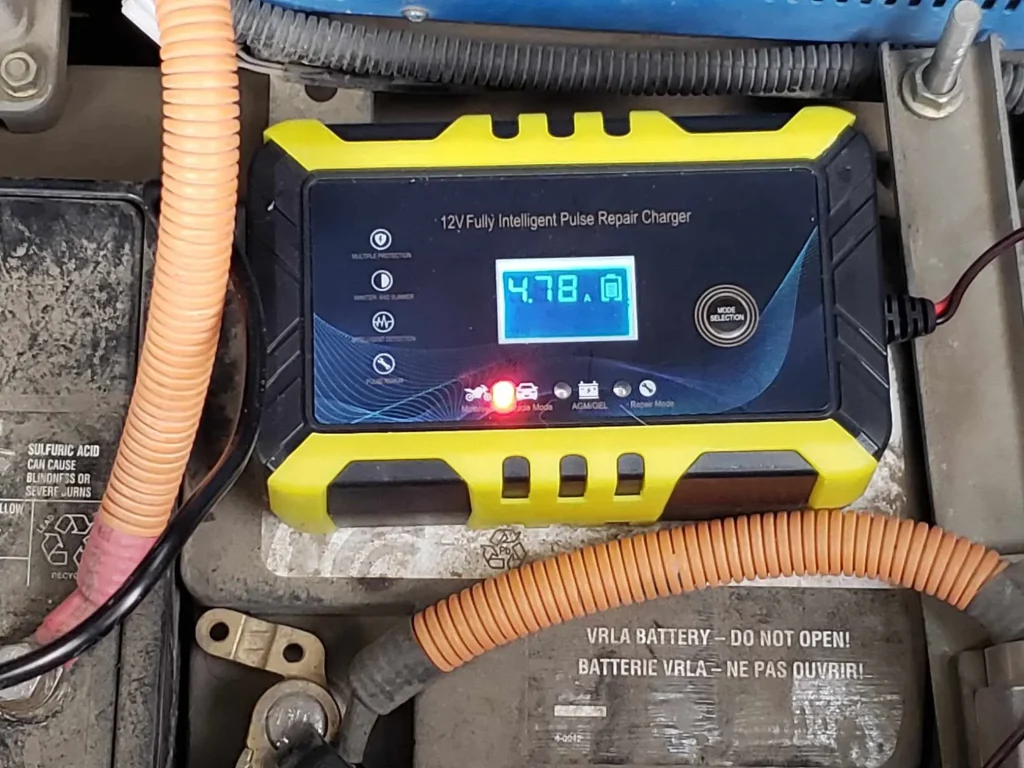 intelligent battery charger in use